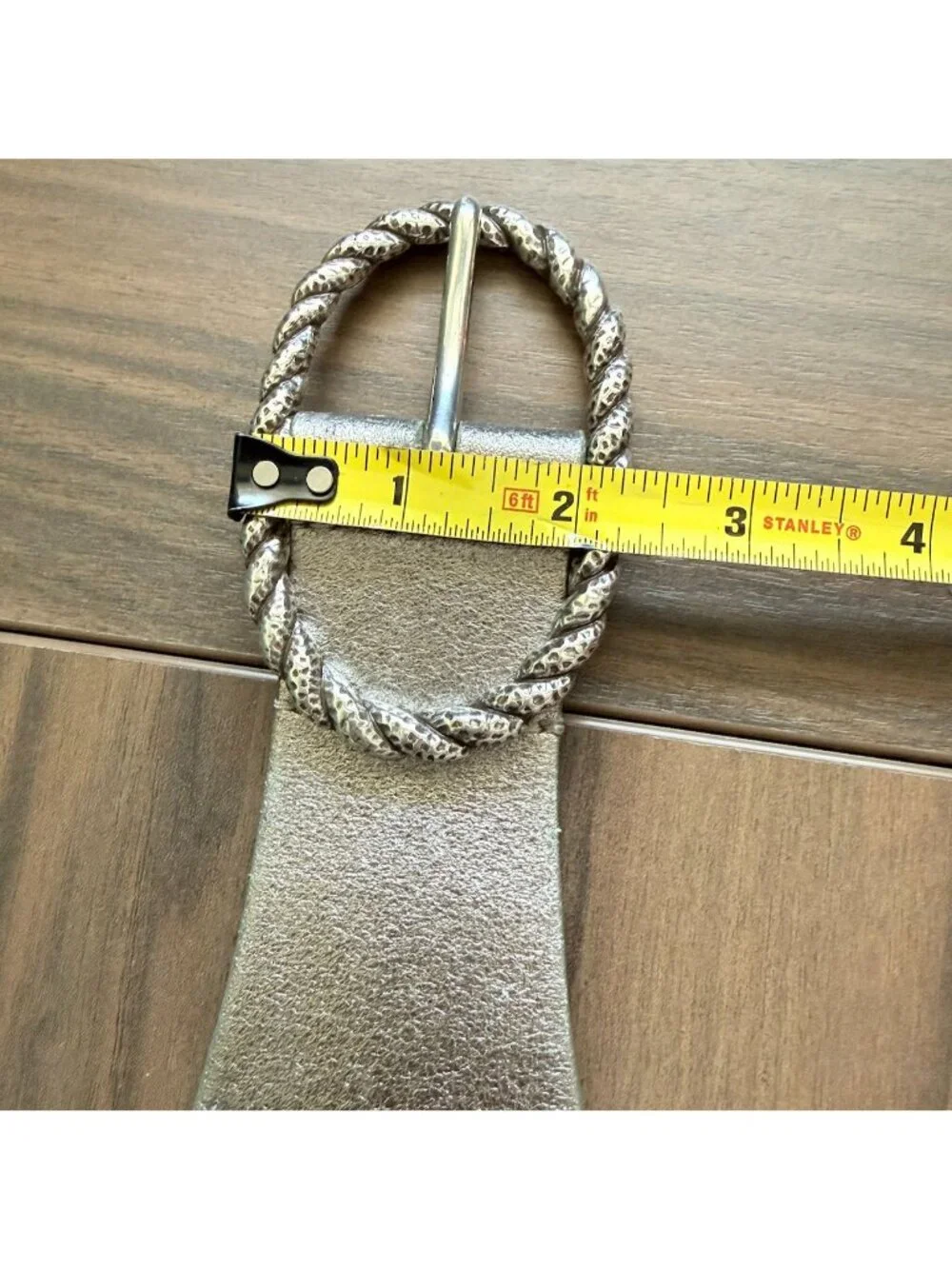 Vintage Womens Leather Belt L Fashion Braided Metallic Gold & Silver Sequins 45